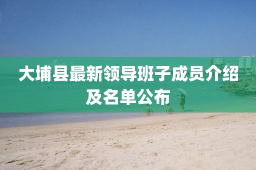 大埔縣最新領導班子成員介紹及名單公布