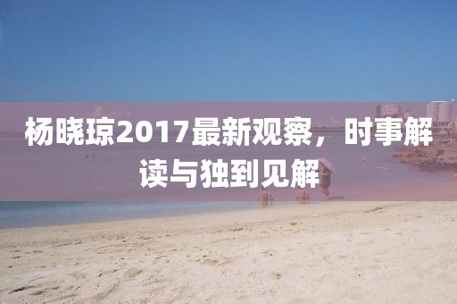 楊曉瓊2017最新觀察，時事解讀與獨到見解