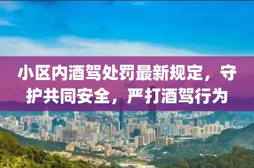 小區(qū)內(nèi)酒駕處罰最新規(guī)定，守護(hù)共同安全，嚴(yán)打酒駕行為