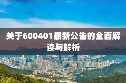 關于600401最新公告的全面解讀與解析