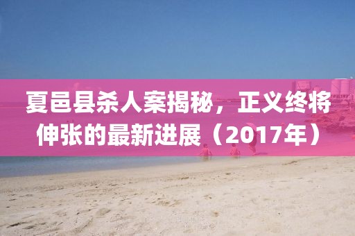 夏邑縣殺人案揭秘，正義終將伸張的最新進(jìn)展（2017年）